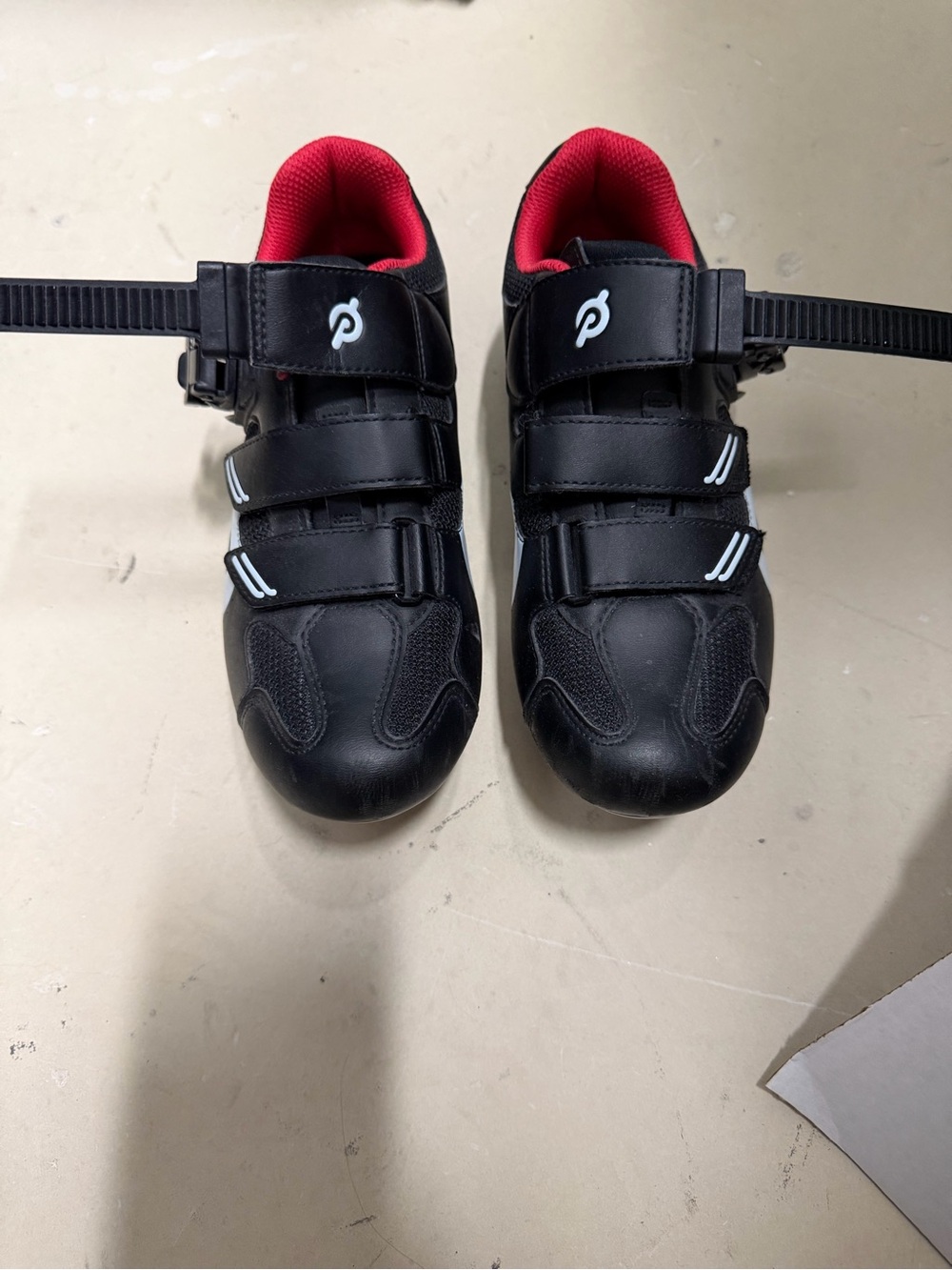 Peloton Black Cycling Shoes with Red Lining